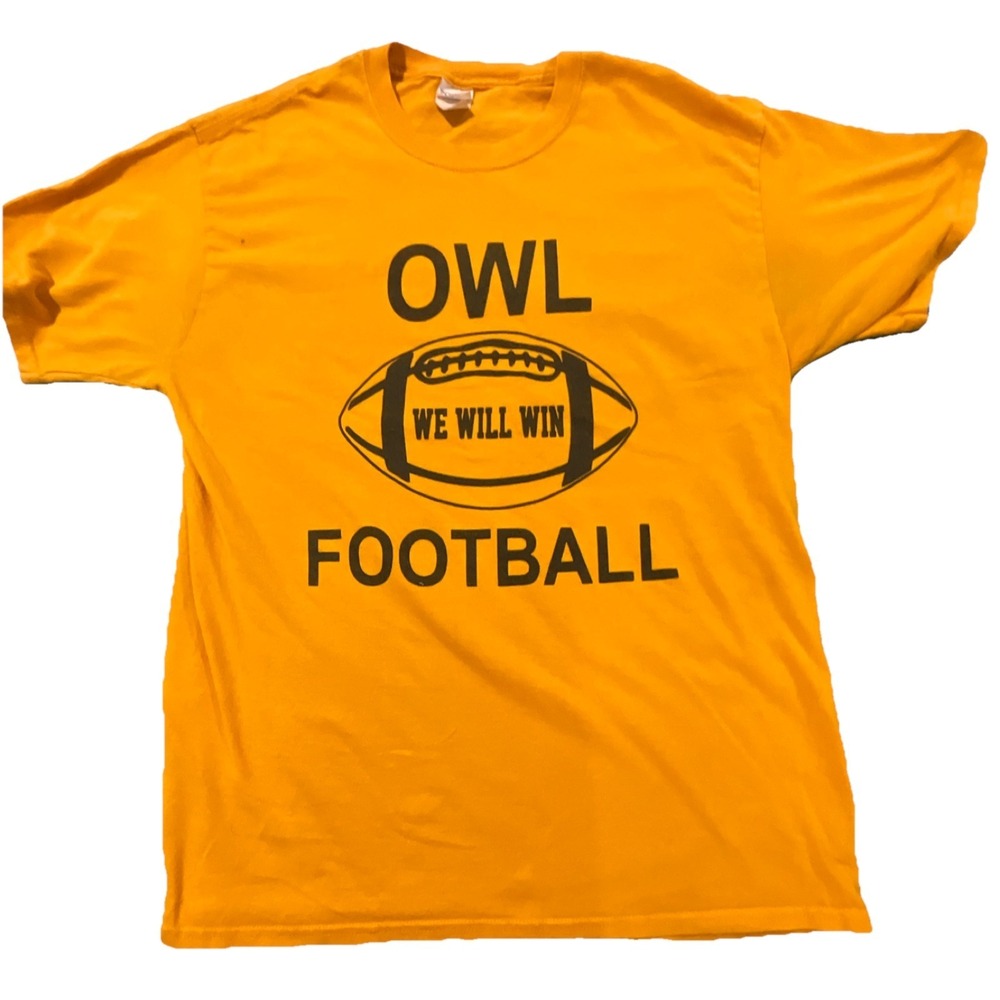 Port & Company Yellow Owl Football Graphic Men's Short Sleeve T-Shirt Size L